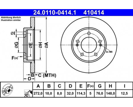 Disque de frein 24.0110-0414.1 ATE