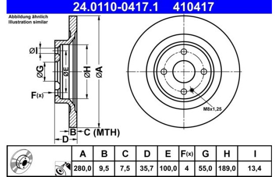 Disque de frein 24.0110-0417.1 ATE