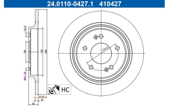 Disque de frein 24.0110-0427.1 ATE