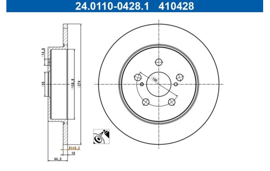 Disque de frein 24.0110-0428.1 ATE