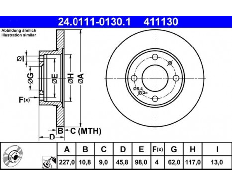 Disque de frein 24.0111-0130.1 ATE, Image 2