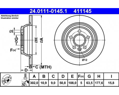 Disque de frein 24.0111-0145.1 ATE, Image 3