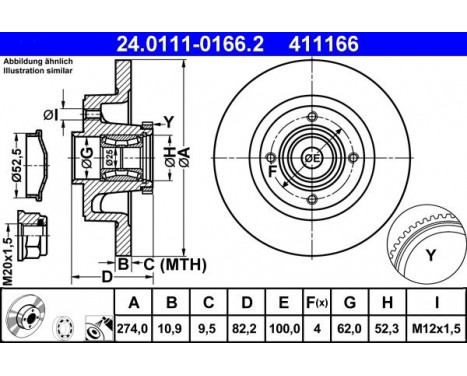Disque de frein 24.0111-0166.2 ATE, Image 2