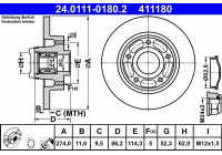 Disque de frein 24.0111-0180.2 ATE
