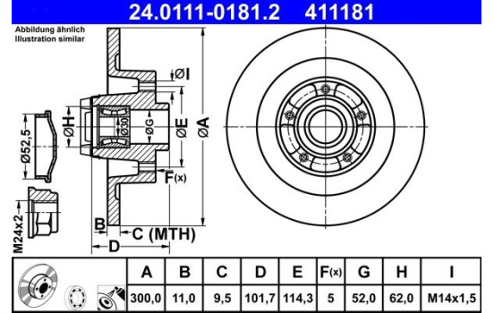 Disque de frein 24.0111-0181.2 ATE
