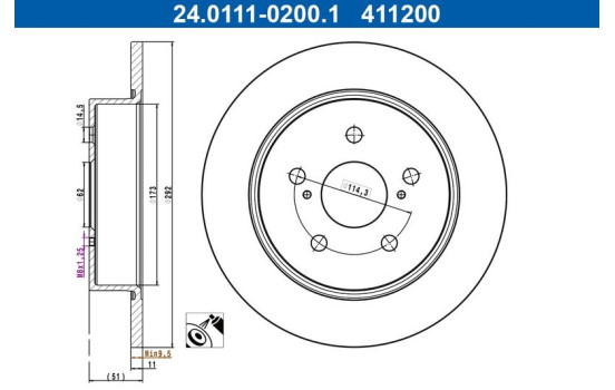Disque de frein 24.0111-0200.1 ATE