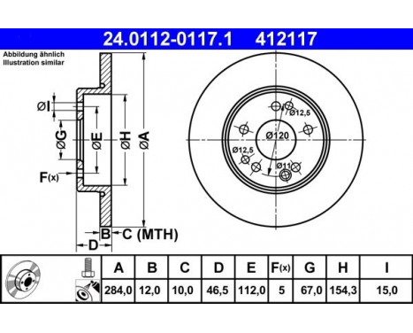 Disque de frein 24.0112-0117.1 ATE, Image 3