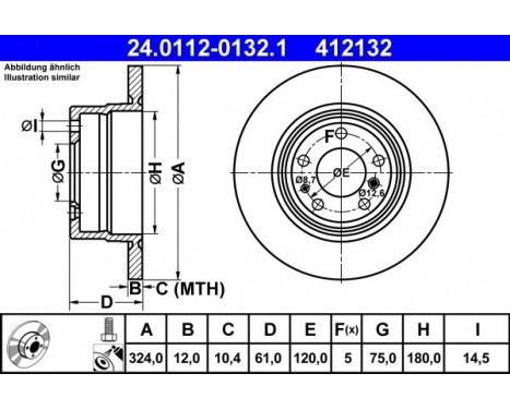 Disque de frein 24.0112-0132.1 ATE, Image 2