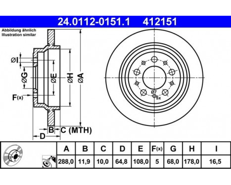 Disque de frein 24.0112-0151.1 ATE, Image 3