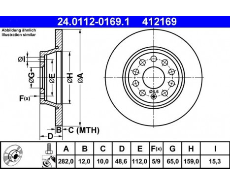 Disque de frein 24.0112-0169.1 ATE, Image 2