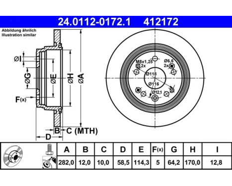 Disque de frein 24.0112-0172.1 ATE, Image 2