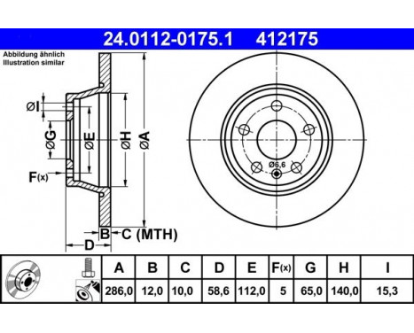 Disque de frein 24.0112-0175.1 ATE, Image 2