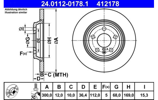 Disque de frein 24.0112-0178.1 ATE, Image 3