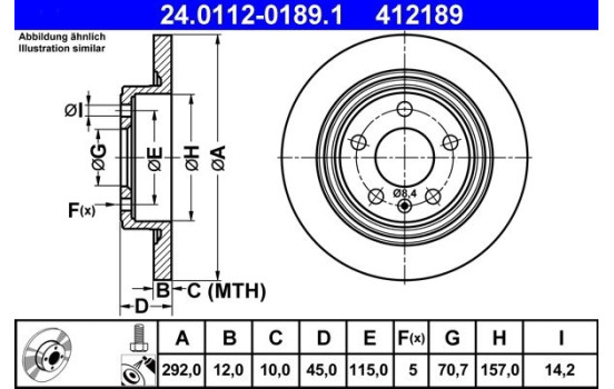 Disque de frein 24.0112-0189.1 ATE, Image 2