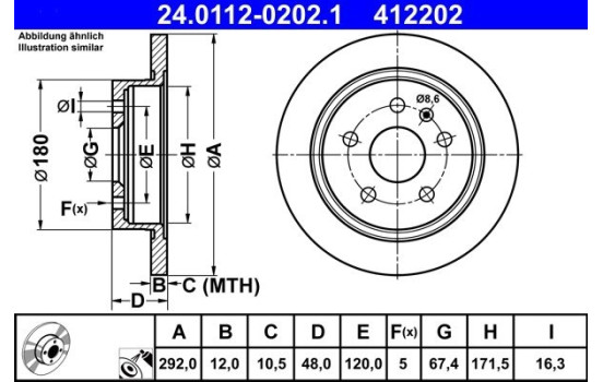 Disque de frein 24.0112-0202.1 ATE