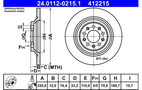 Disque de frein 24.0112-0215.1 ATE