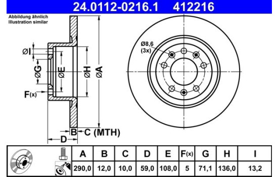 Disque de frein 24.0112-0216.1 ATE