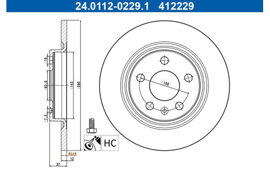 Disque de frein 24.0112-0229.1 ATE