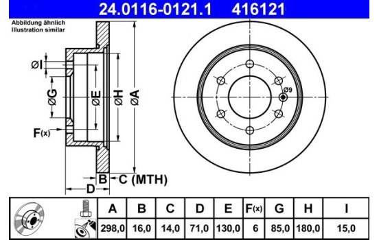 Disque de frein 24.0116-0121.1 ATE, Image 2
