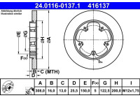 Disque de frein 24.0116-0137.1 ATE