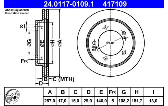 Disque de frein 24.0117-0109.1 ATE, Image 2