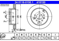 Disque de frein 24.0118-0150.1 ATE