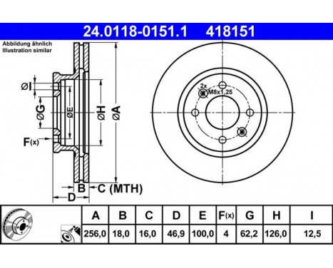 Disque de frein 24.0118-0151.1 ATE