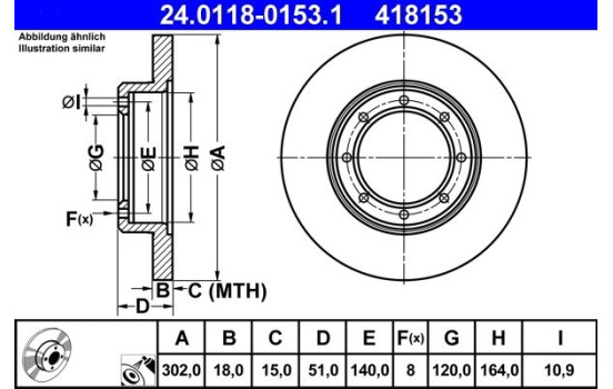 Disque de frein 24.0118-0153.1 ATE