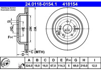 Disque de frein 24.0118-0154.1 ATE