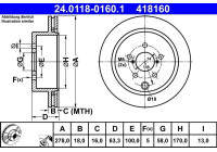 Disque de frein 24.0118-0160.1 ATE