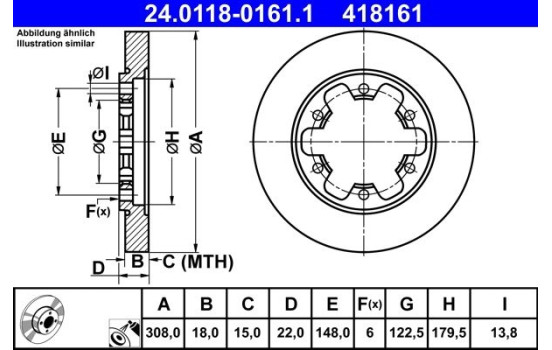 Disque de frein 24.0118-0161.1 ATE