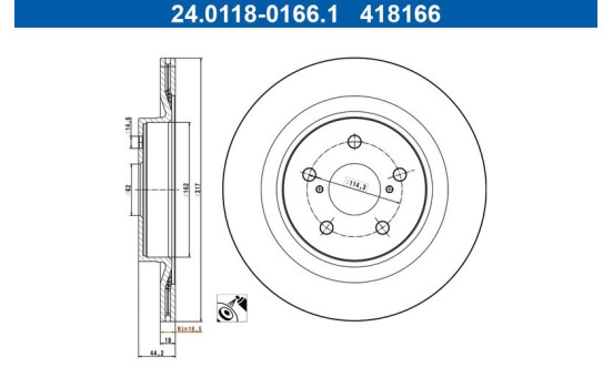 Disque de frein 24.0118-0166.1 ATE