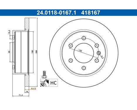 Disque de frein 24.0118-0167.1 ATE