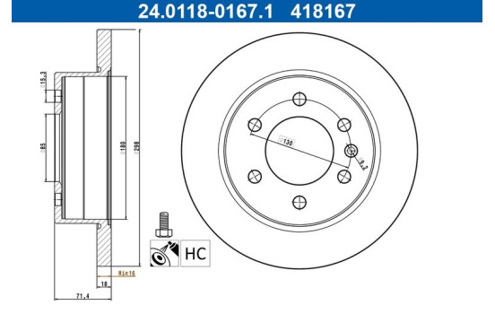 Disque de frein 24.0118-0167.1 ATE