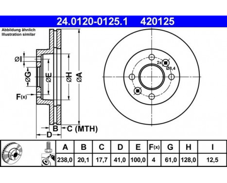 Disque de frein 24.0120-0125.1 ATE, Image 2