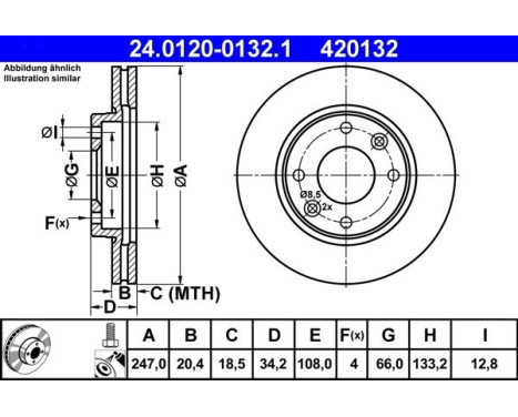 Disque de frein 24.0120-0132.1 ATE, Image 3