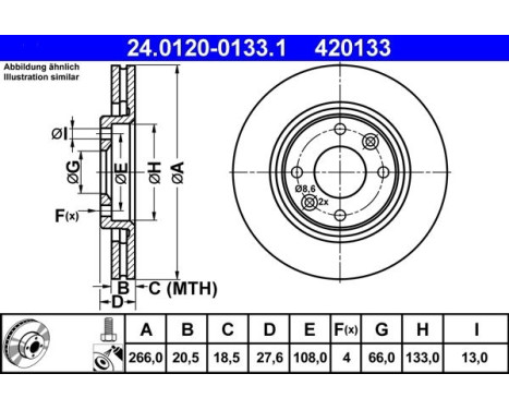 Disque de frein 24.0120-0133.1 ATE, Image 3