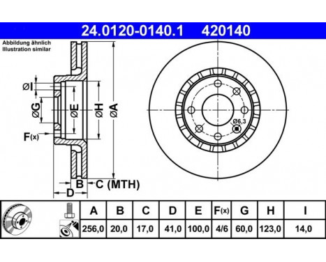 Disque de frein 24.0120-0140.1 ATE, Image 2