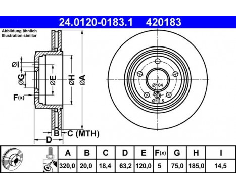 Disque de frein 24.0120-0183.1 ATE, Image 3