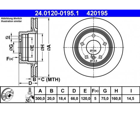 Disque de frein 24.0120-0195.1 ATE, Image 3