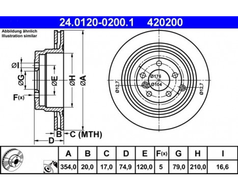 Disque de frein 24.0120-0200.1 ATE, Image 2