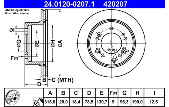 Disque de frein 24.0120-0207.1 ATE, Image 2