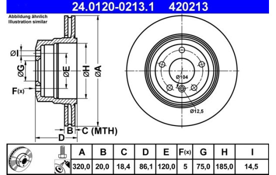 Disque de frein 24.0120-0213.1 ATE, Image 2