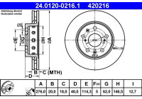 Disque de frein 24.0120-0216.1 ATE