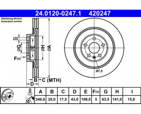 Disque de frein 24.0120-0247.1 ATE