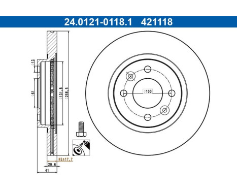 Disque de frein 24.0121-0118.1 ATE