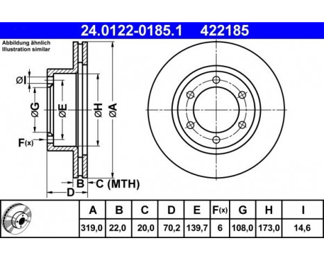 Disque de frein 24.0122-0185.1 ATE, Image 2