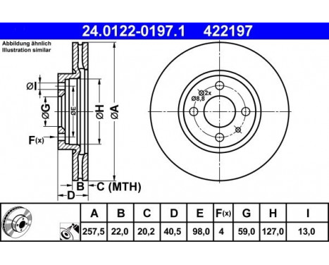 Disque de frein 24.0122-0197.1 ATE, Image 2
