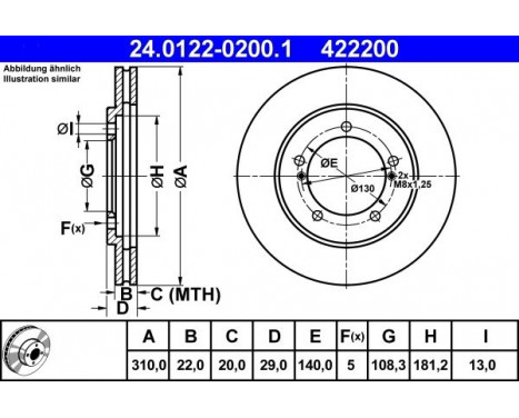 Disque de frein 24.0122-0200.1 ATE, Image 2