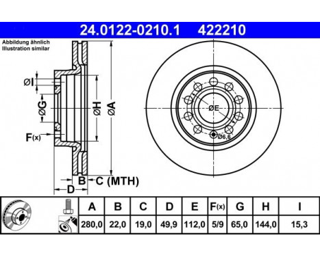 Disque de frein 24.0122-0210.1 ATE, Image 2